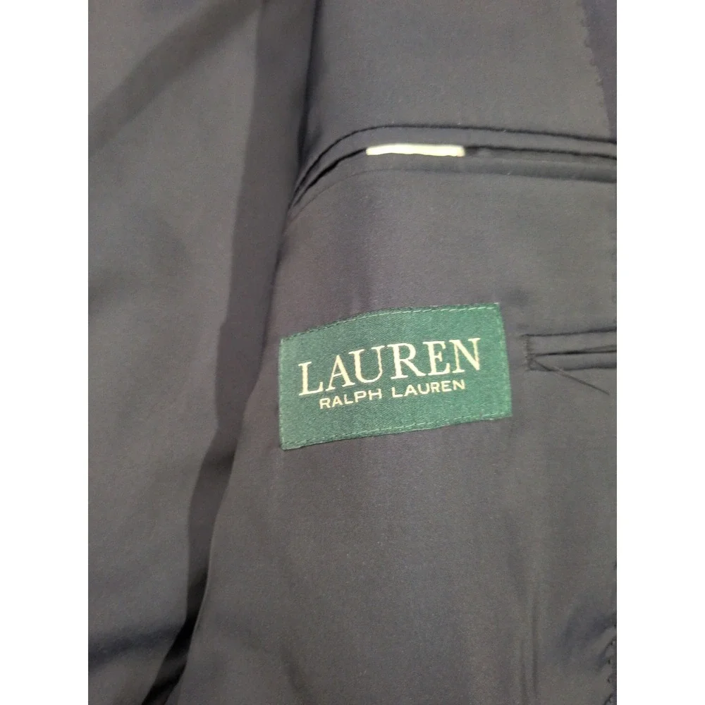 Lauren Ralph Lauren Mens Navy Blue 2 Button Blazer Gold Crest Buttons 42R